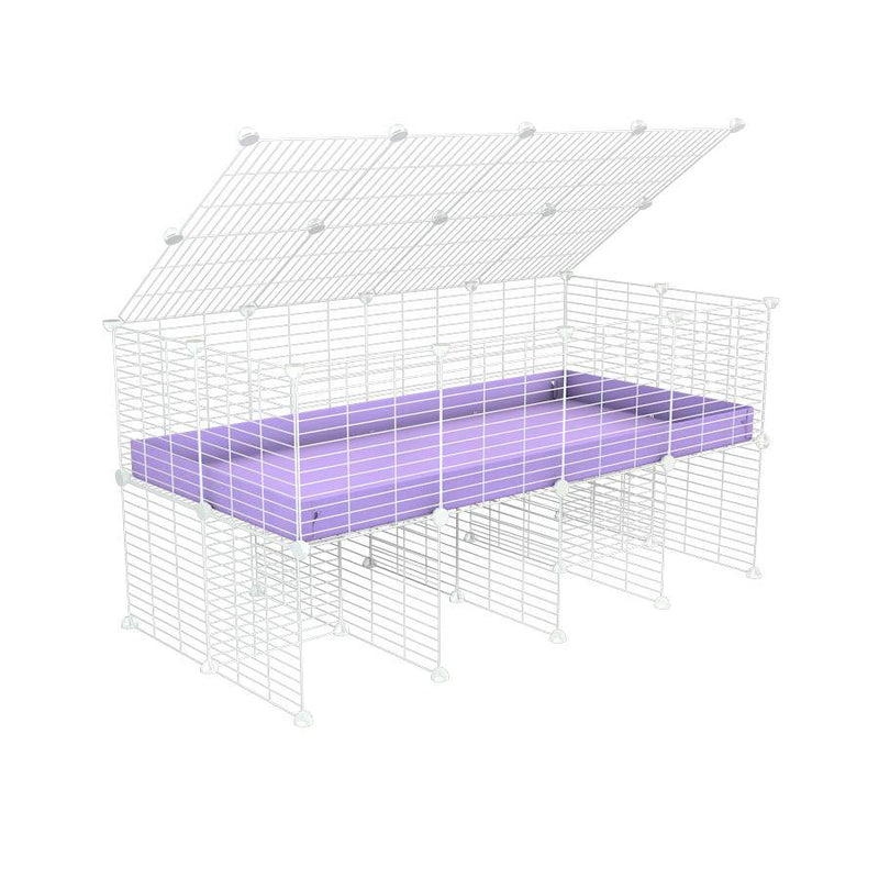 a 4x2 C&C cage for guinea pigs with a stand and a top purple lilac pastel plastic safe white C and C grids by kavee