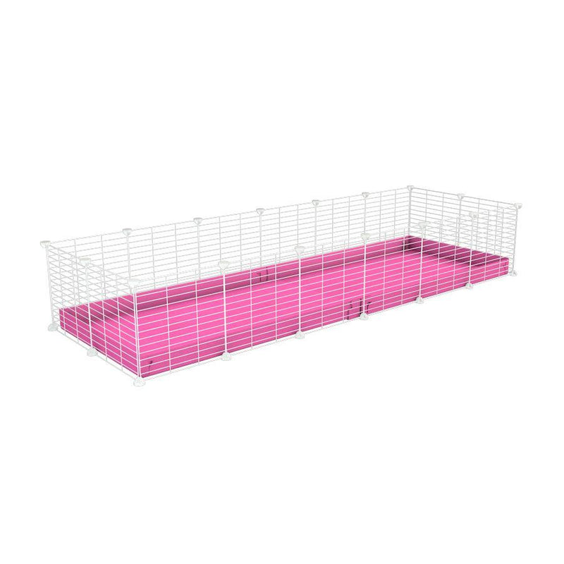A cheap 6x2 C&C cage for guinea pig with pink coroplast and baby proof white grids from brand kavee