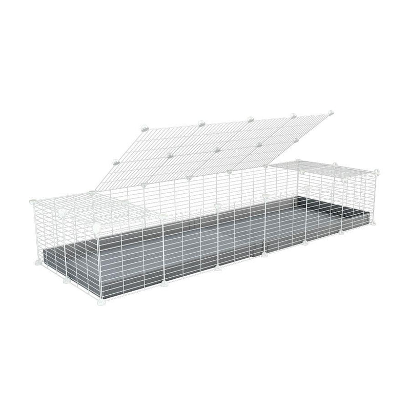 A 2x6 C and C cage for guinea pigs with gray coroplast a lid and small hole white C and C grids from brand kavee