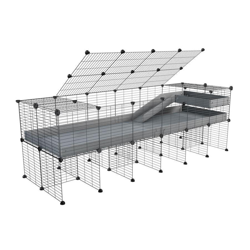 a 2x6 C and C guinea pig cage with stand loft ramp lid small size meshing safe grids gray correx sold in USA