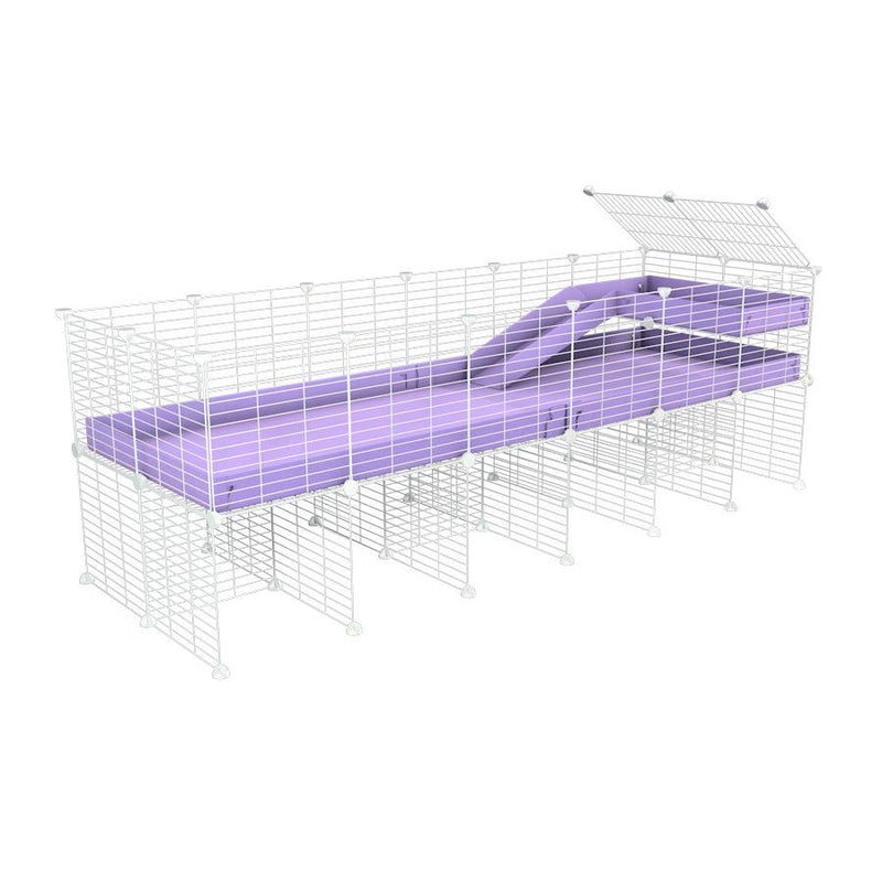 a 6x2 CC guinea pig cage with stand loft ramp small mesh white grids purple lilac pastel corroplast by brand kavee