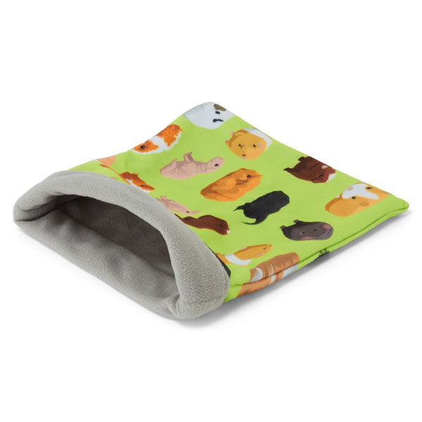 a guinea pig accessory hideout sleep sack bed in green guinea pig fabric fleece by kavee 