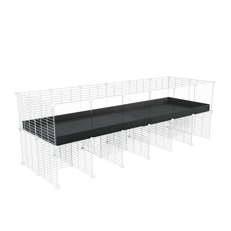 a 6x2 CC cage with clear transparent plexiglass acrylic panels  for guinea pigs with a stand black correx and white grids sold in USA by kavee