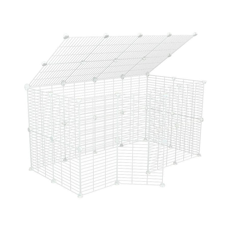 a tall 4x2 outdoor modular playpen with a lid and small hole safe C and C white grids for guinea pigs or Rabbits