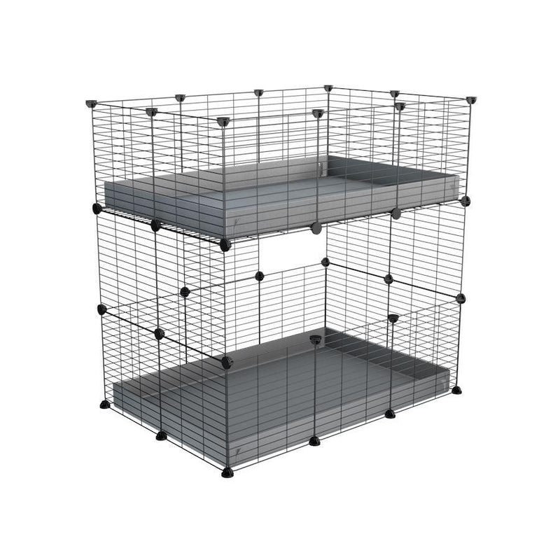 A two tier 3x2 c&c cage for guinea pigs with two levels gray correx baby safe grids by brand kavee in the USA