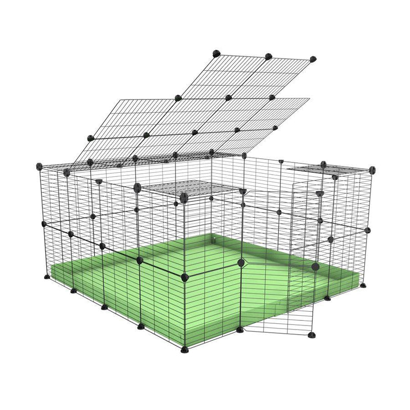 A 4x4 C&C rabbit cage with top and safe small mesh grids green pistachio coroplast by kavee USA