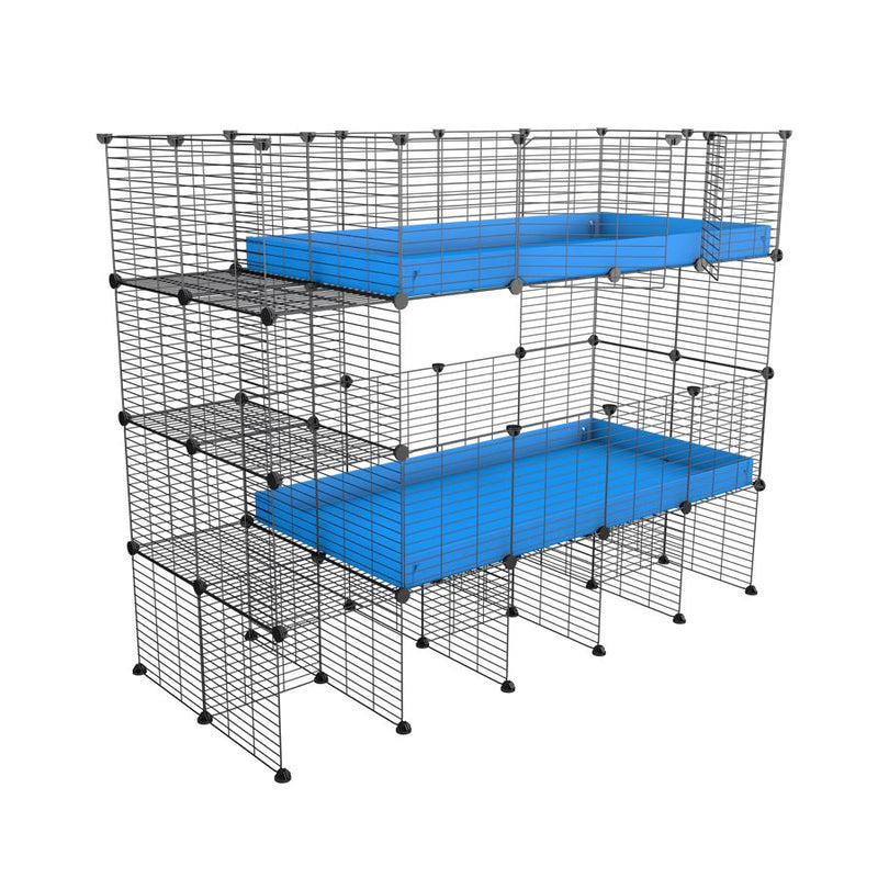 Double Stacked 5x2 C&C Cage Guinea Pigs, Black