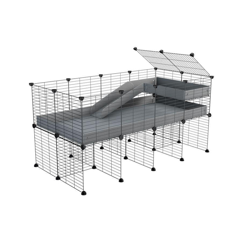a 4x2 CC guinea pig cage with stand loft ramp small mesh grids gray corroplast by brand kavee