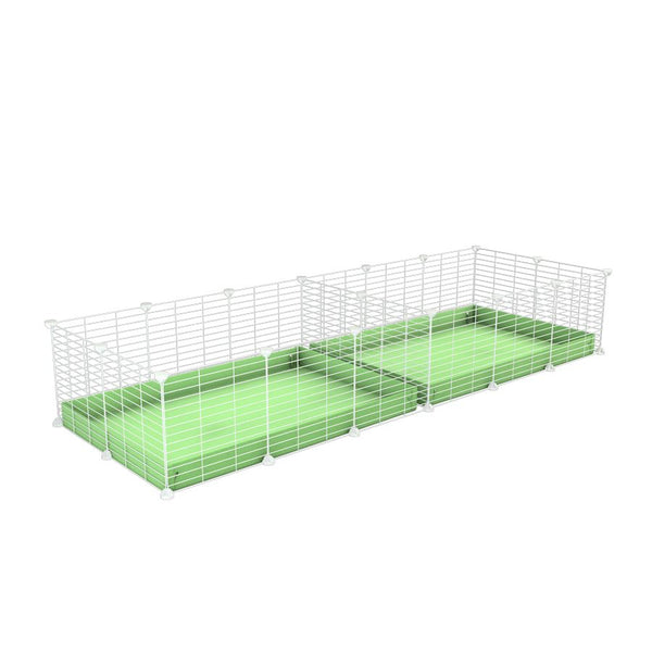 A 6x2 white C&C cage with divider for guinea pig fighting or quarantine with green coroplast from brand kavee