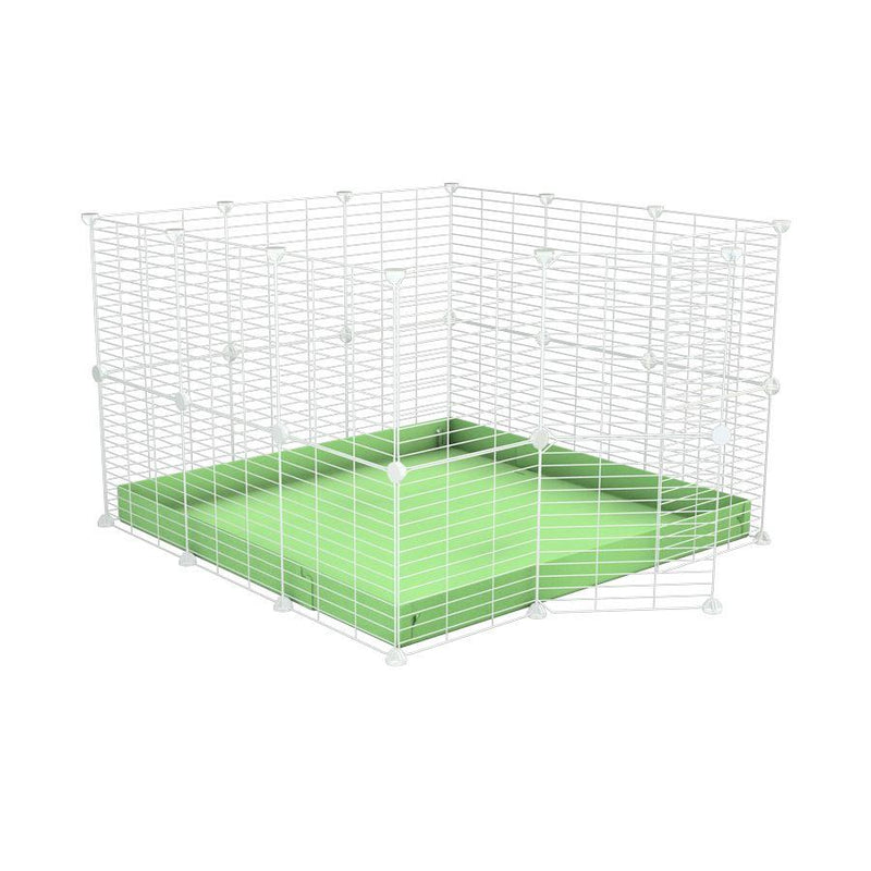 A 3x3 C and C rabbit cage with safe baby proof white grids green pastel coroplast by kavee USA