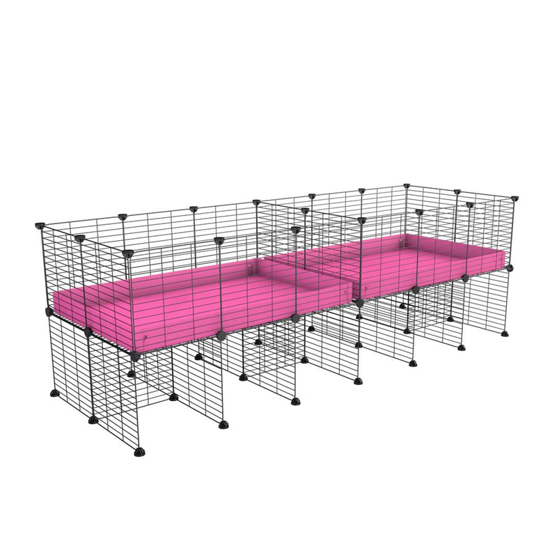 A 6x2 C&C cage with divider and stand for guinea pig fighting or quarantine with pink coroplast from brand kavee