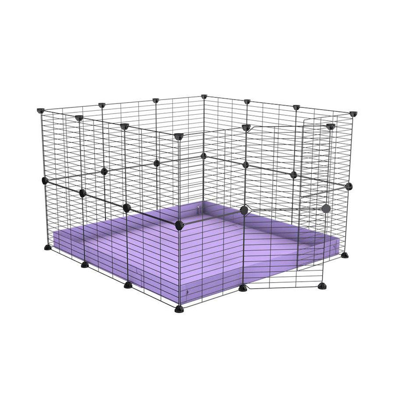 A 3x3 C and C rabbit cage with safe small size hole baby grids and purple coroplast by kavee USA