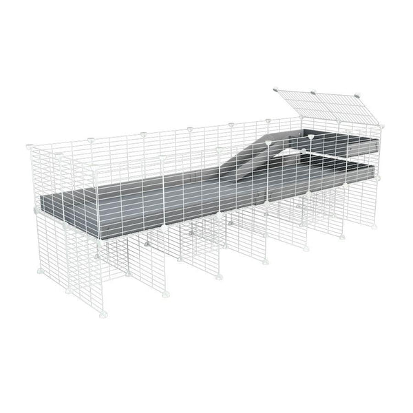 a 6x2 CC guinea pig cage with stand loft ramp small mesh white C and C grids gray corroplast by brand kavee