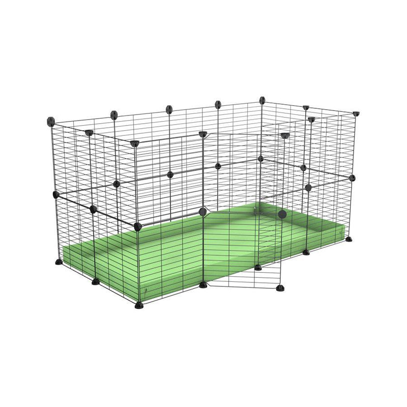 A 4x2 C&C rabbit cage with safe baby bars grids green pastel coroplast by kavee USA