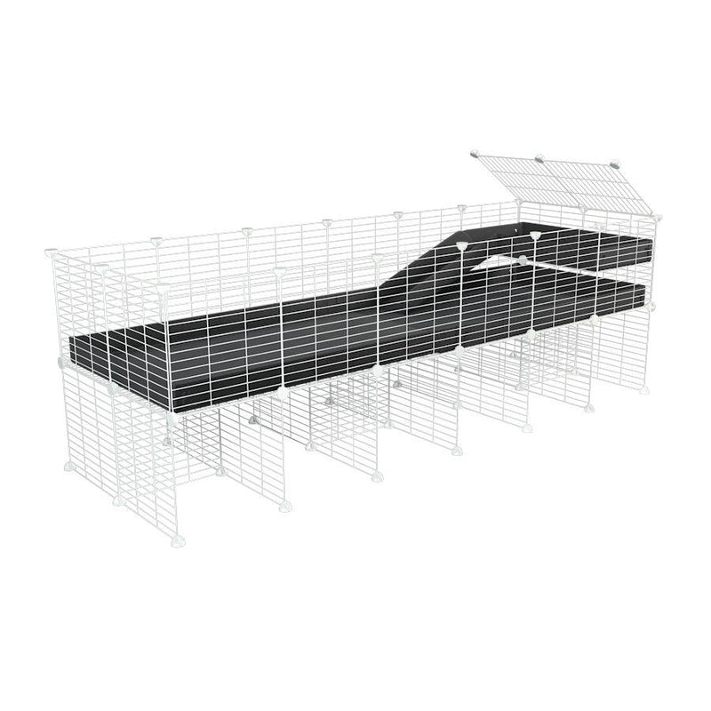 a 6x2 CC guinea pig cage with stand loft ramp small mesh white grids black corroplast by brand kavee