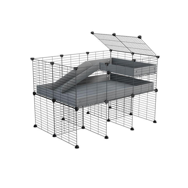 a 3x2 CC guinea pig cage with stand loft ramp small mesh grids gray corroplast by brand kavee