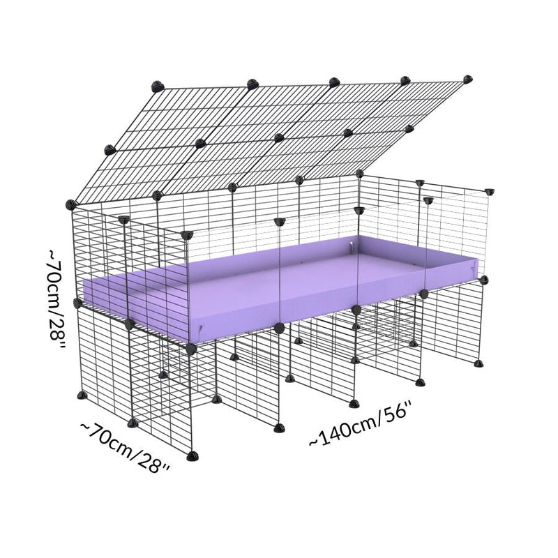 Size of a 4x2 CC cage with clear transparent plexiglass acrylic panels  for guinea pigs with a stand purple lilac pastel correx and grids sold in USA by kavee