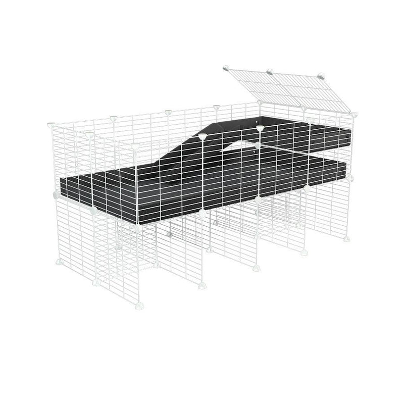 a 4x2 CC guinea pig cage with stand loft ramp small mesh white C and C grids black corroplast by brand kavee