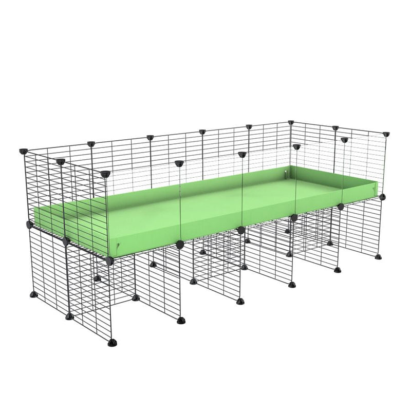 a 5x2 CC cage with clear transparent plexiglass acrylic panels  for guinea pigs with a stand green pastel pistachio correx and grids sold in USA by kavee