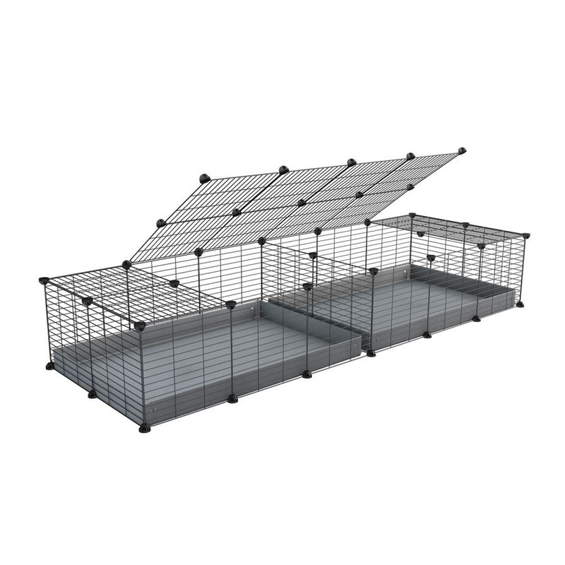A 6x2 C&C cage with lid divider for guinea pig fighting or quarantine with gray coroplast from brand kavee