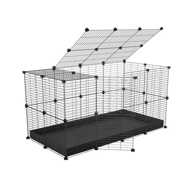A 4x2 C&C rabbit cage with top and safe baby bars grids black coroplast by kavee USA