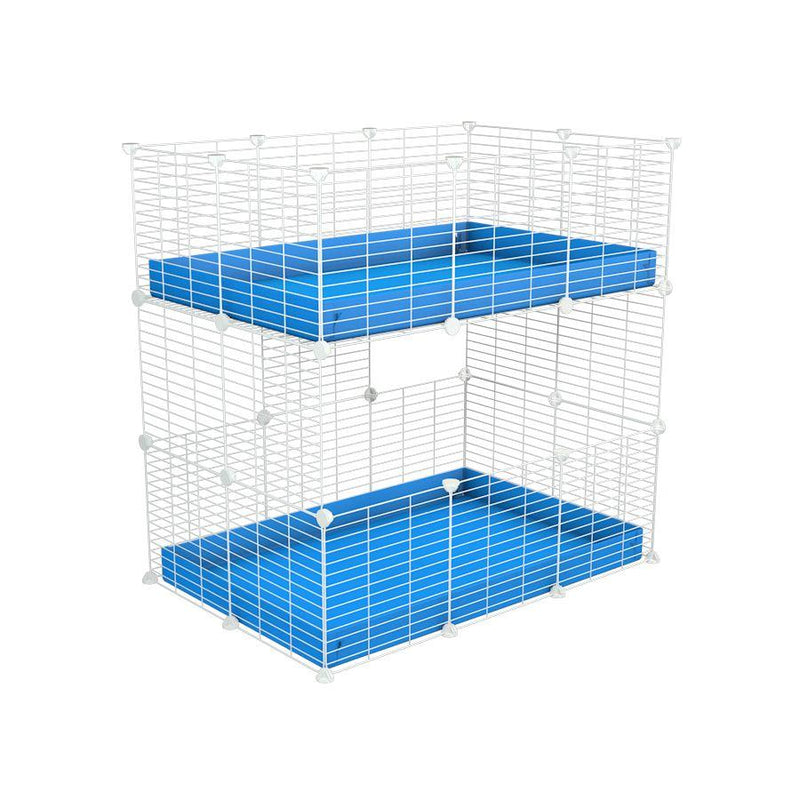 A two tier 3x2 c&c cage for guinea pigs with two levels blue correx baby safe white C&C grids by brand kavee in the USA