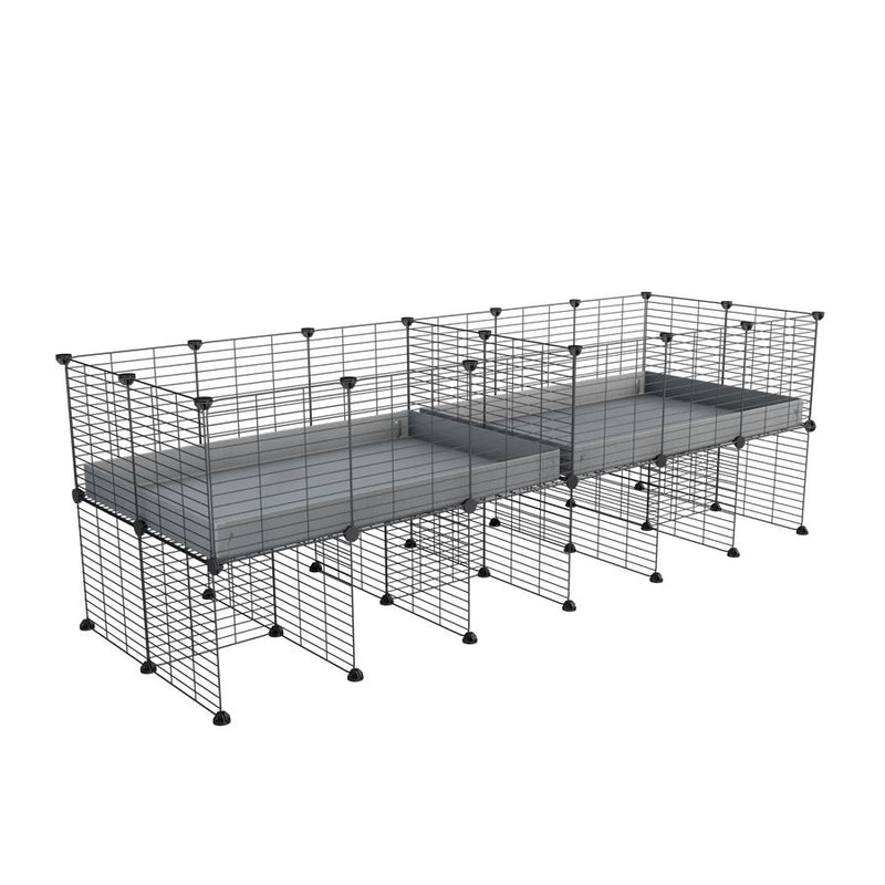 A 6x2 C&C cage with divider and stand for guinea pig fighting or quarantine with gray coroplast from brand kavee