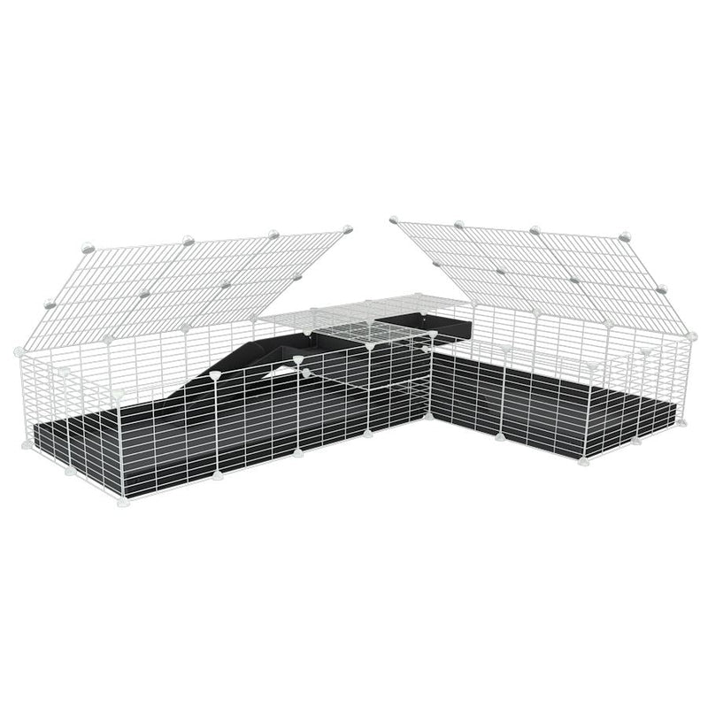 White L-Shape 8x2 C&C Cage with Divider & Loft