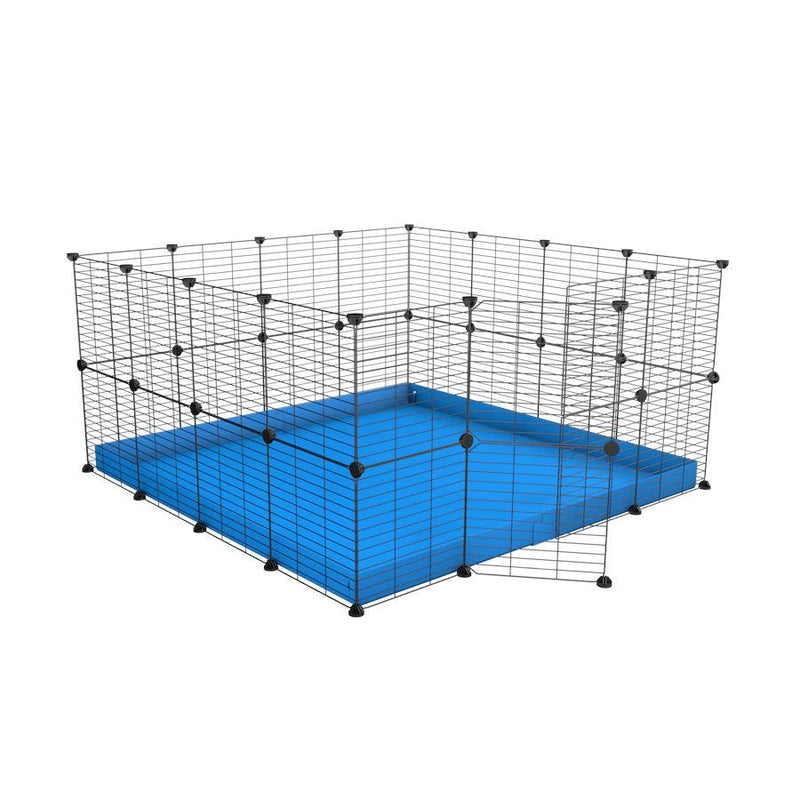 A 4x4 C&C rabbit cage with safe baby bars grids and blue coroplast by kavee USA