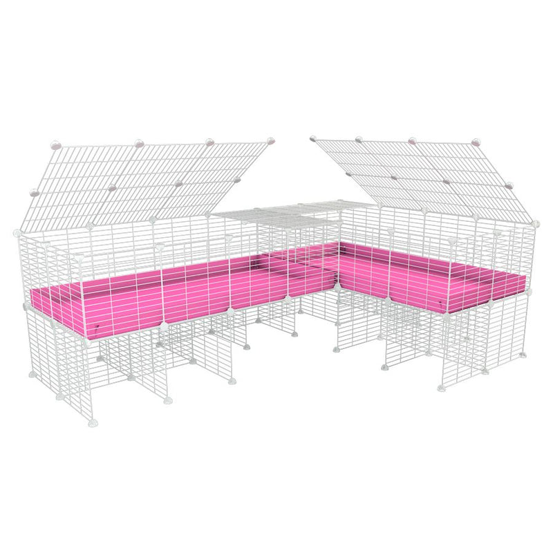 White L-Shape 8x2 C&C Cage with Divider & Stand