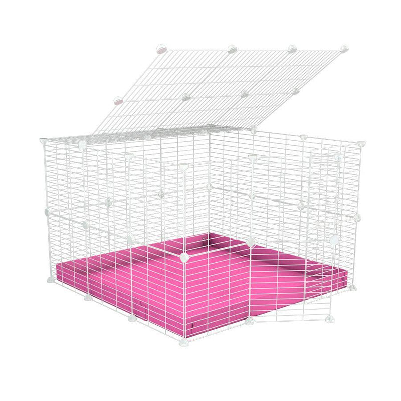 A 3x3 C&C rabbit cage with a top and safe small meshing baby bars white CC grids and green coroplast by kavee USA