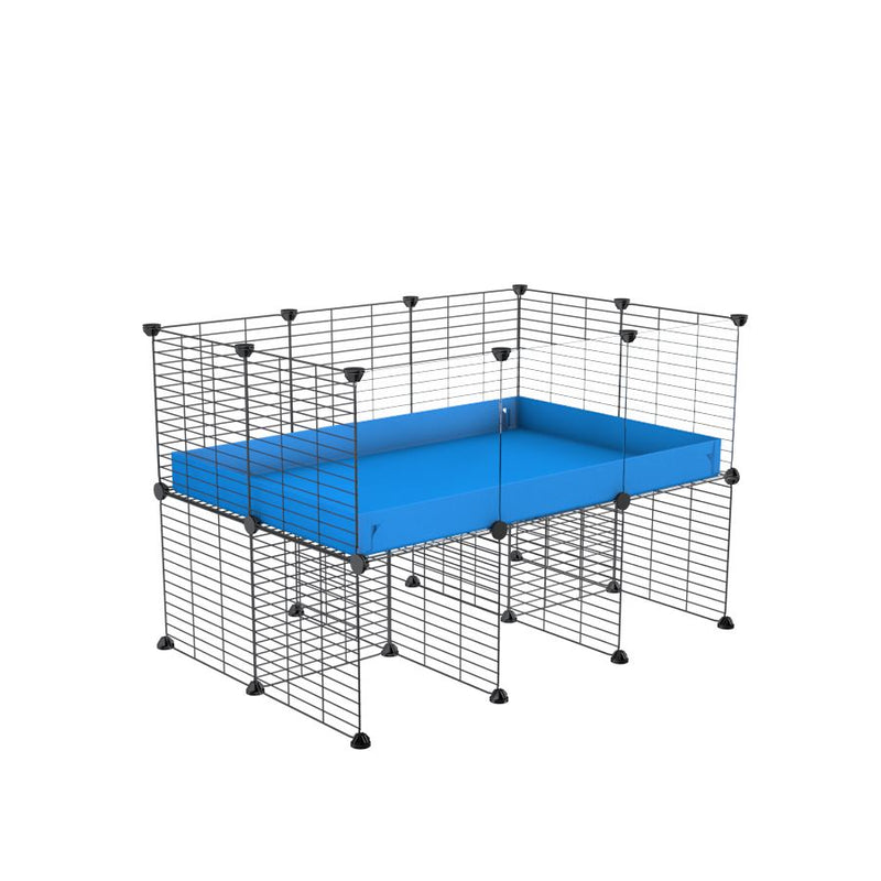a 3x2 CC cage with clear transparent plexiglass acrylic panels  for guinea pigs with a stand blue correx and grids sold in USA by kavee