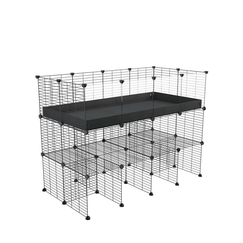 a tall 4x2 C&C guinea pigs cage with clear transparent plexiglass acrylic panels  with a double stand black coroplast and safe small hole grids sold in USA by kavee