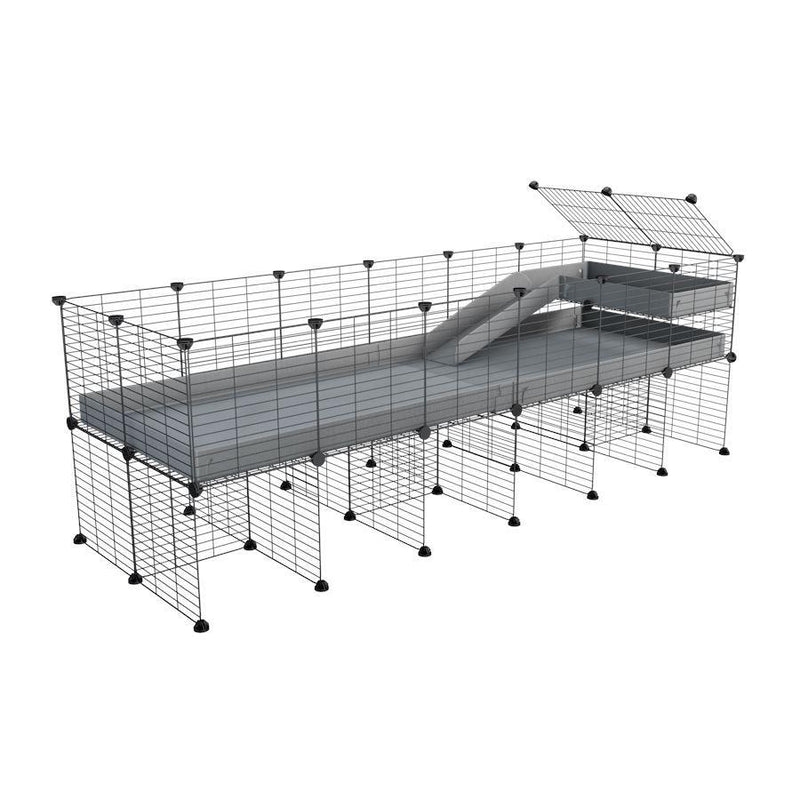 a 6x2 CC guinea pig cage with stand loft ramp small mesh grids gray corroplast by brand kavee