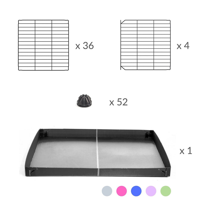 Material for a 4x2 C&C cage for guinea pigs with a stand and a top purple lilac pastel plastic safe grids by kavee