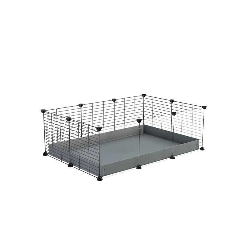 A cheap 3x2 C&C cage with clear transparent perspex acrylic windows  for guinea pig with gray coroplast and baby grids from brand kavee