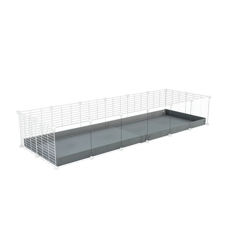 A cheap 6x2 C&C cage with clear transparent perspex acrylic windows  for guinea pig with gray coroplast and baby proof white grids from brand kavee