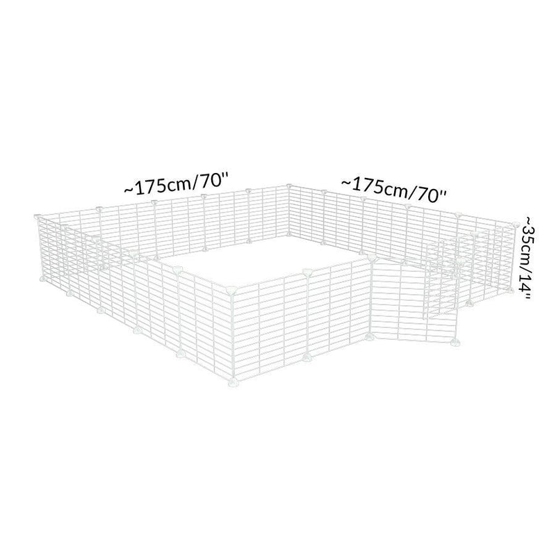 Size of a 5x5 outdoor modular playpen with small hole safe C&C white grids for guinea pigs or Rabbits by brand kavee 