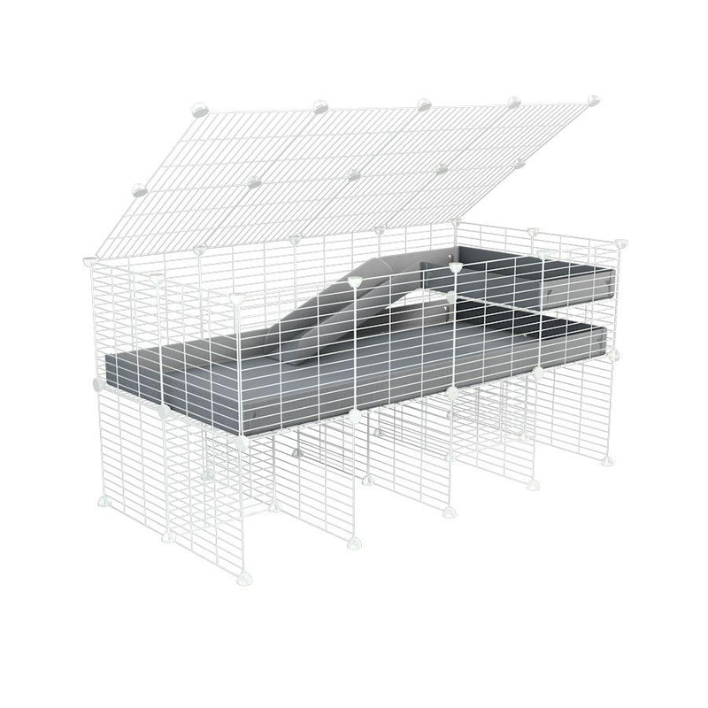 A 2x4 C and C guinea pig cage with stand loft ramp lid small size meshing safe white C and C grids gray correx sold in USA