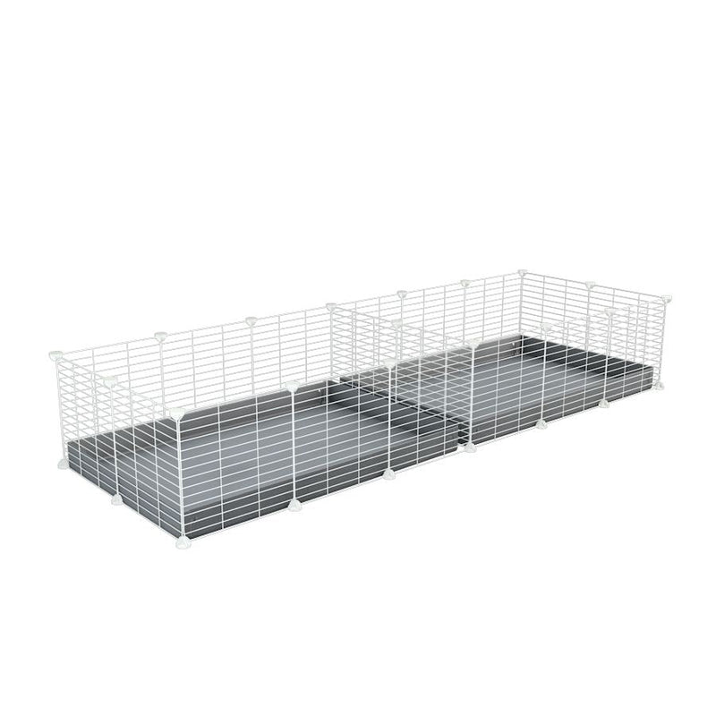 A 6x2 white C&C cage with divider for guinea pig fighting or quarantine with gray coroplast from brand kavee