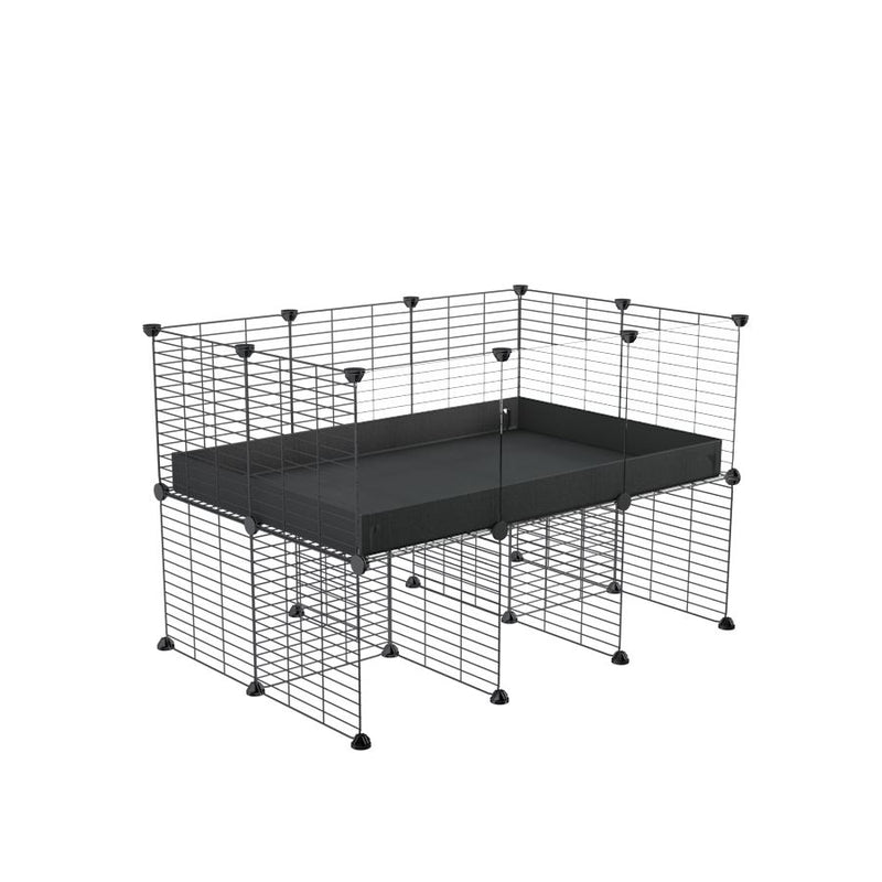 a 3x2 CC cage with clear transparent plexiglass acrylic panels  for guinea pigs with a stand black correx and grids sold in USA by kavee