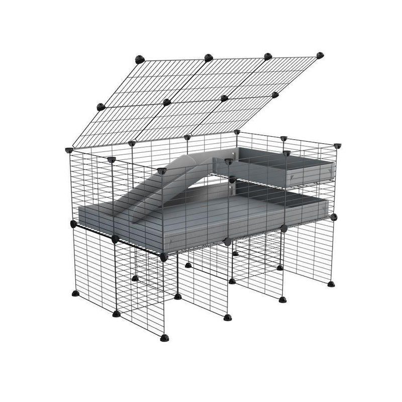 A 2x3 C and C guinea pig cage with stand loft ramp lid small size meshing safe grids gray correx sold in USA