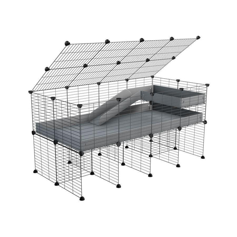 A 2x4 C and C guinea pig cage with stand loft ramp lid small size meshing safe grids gray correx sold in USA