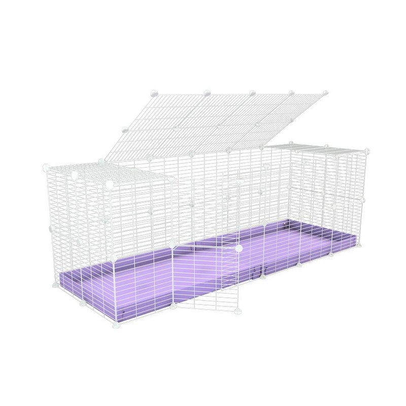 A 6x2 C and C rabbit cage with a lid and safe small size hole baby proof white C and C grids and purple coroplast by kavee USA