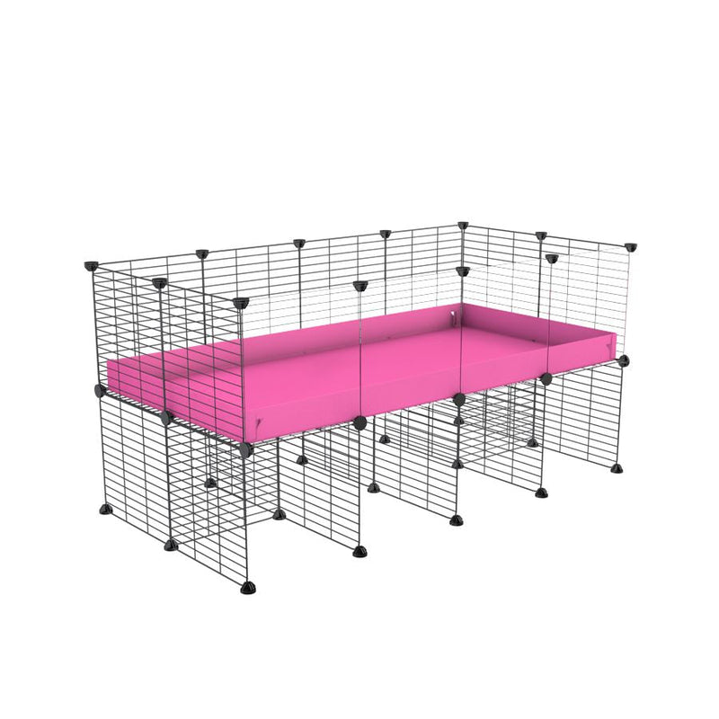 a 4x2 CC cage with clear transparent plexiglass acrylic panels  for guinea pigs with a stand pink correx and grids sold in USA by kavee