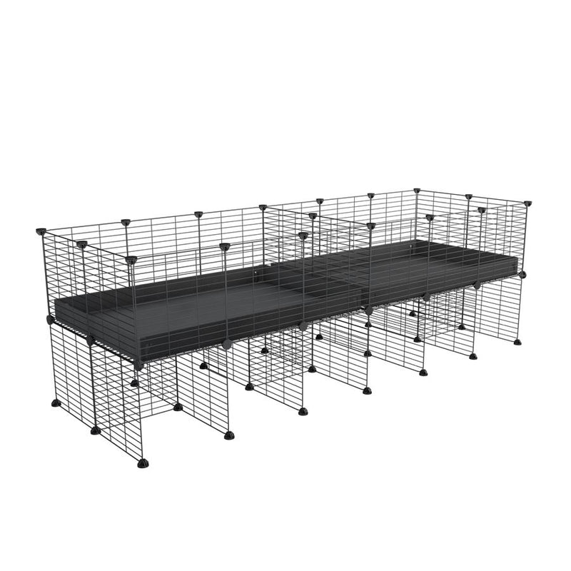 A 6x2 C&C cage with divider and stand for guinea pig fighting or quarantine with black coroplast from brand kavee