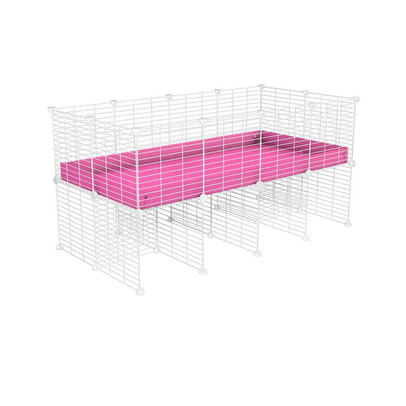 a 4x2 CC cage for guinea pigs with a stand pink correx and 9x9 white grids sold in USA by kavee
