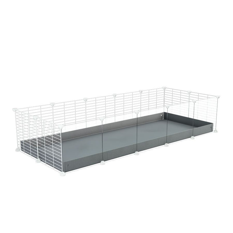 A cheap 5x2 C&C cage with clear transparent perspex acrylic windows  for guinea pig with gray coroplast and baby proof white CC grids from brand kavee