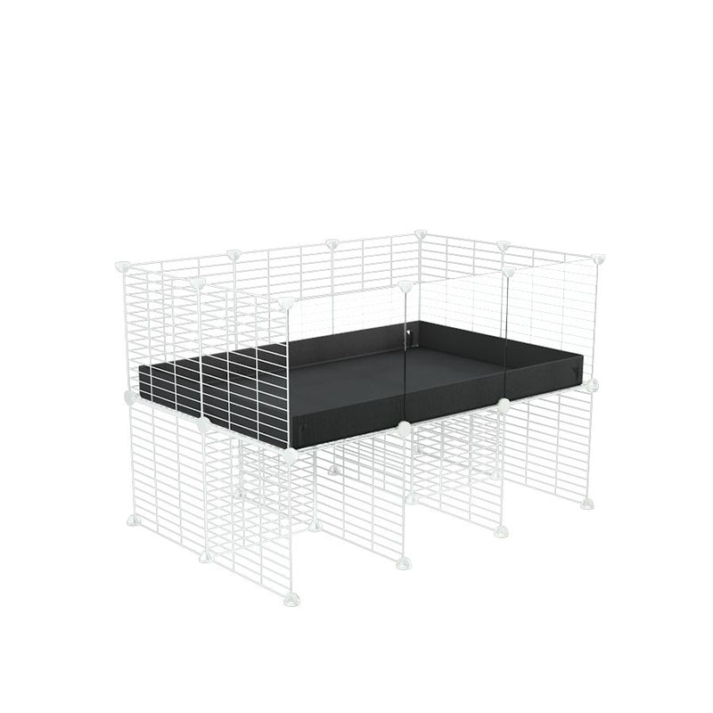a 3x2 CC cage with clear transparent plexiglass acrylic panels  for guinea pigs with a stand black correx and white grids sold in USA by kavee