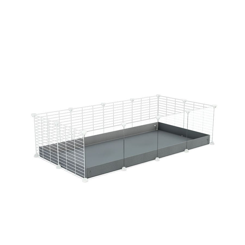 A cheap 4x2 C&C cage with clear transparent perspex acrylic windows  for guinea pig with gray coroplast and baby proof white C and C grids from brand kavee
